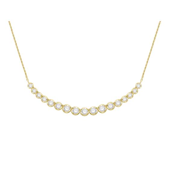 Halskette mit abgestuftem Kettenglied und rundem Diamanten (1,5 ct) – U-Form