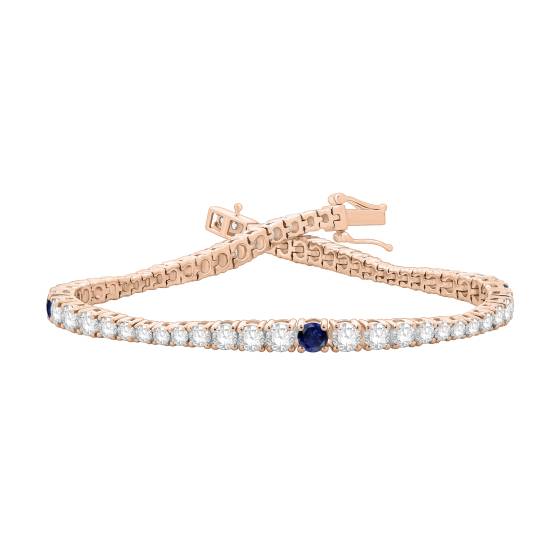 Designer-Armband mit rundem, blauem Saphir (5,10 ct) und Diamanten