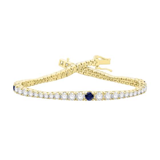 Designer-Armband mit rundem, blauem Saphir (5,10 ct) und Diamanten