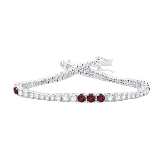 5-Karat-Rundrubin- und Diamant-Designerarmband
