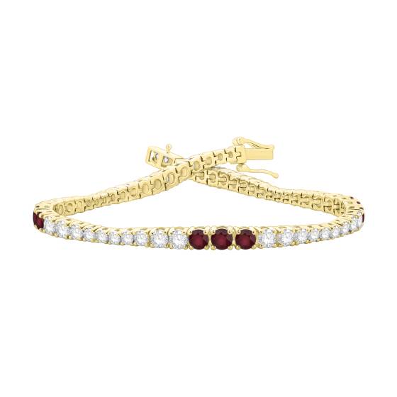 5-Karat-Rundrubin- und Diamant-Designerarmband