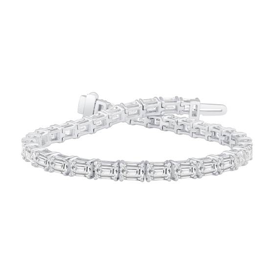 11 Karat Smaragd-Diamant-Armband im horizontalen Design