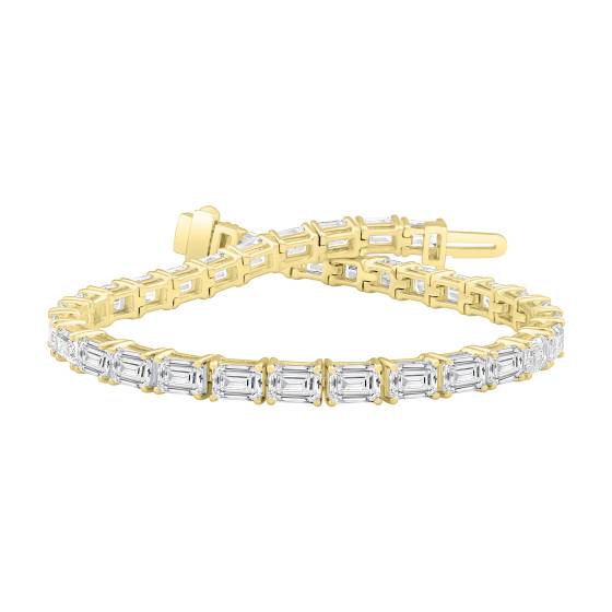 11 Karat Smaragd-Diamant-Armband im horizontalen Design