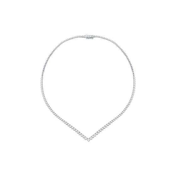 Tennis-Halskette mit 4,5 ct V-förmigem, dreikralligem Diamanten