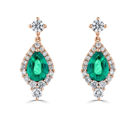 Vintage-Ohrhänger mit birnenförmigem Smaragd (2,40 ct)