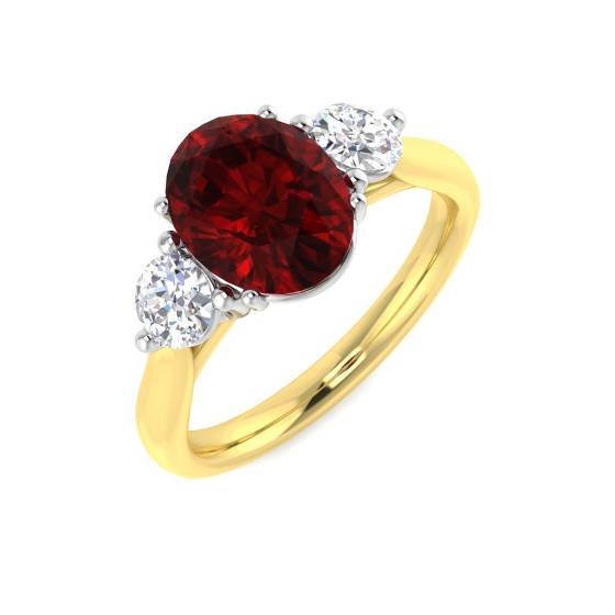 2.51ct SI2/G Round Cut Natural Diamond Ruby Rings