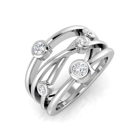 0.42ct SI1/G Round Cut Natural Diamond Bubble Rings Rings