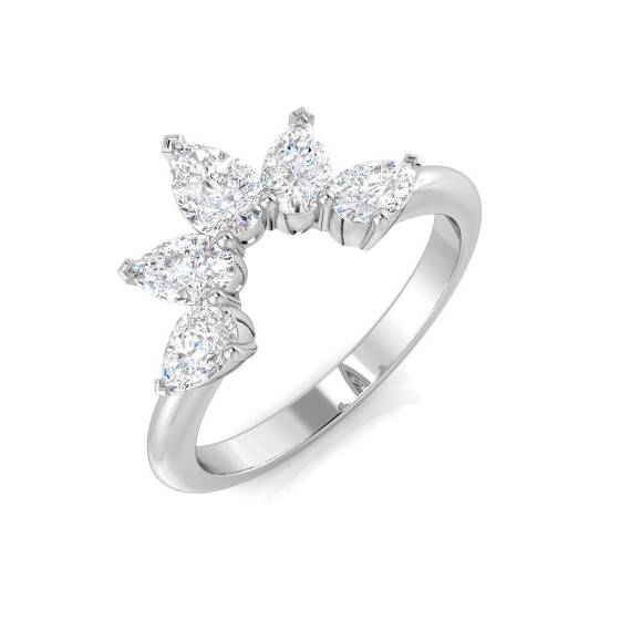 0.86ct / Pear Cut Natural Diamond Wishbone Rings