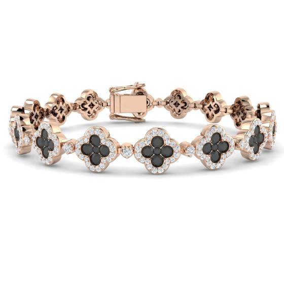 5.97ct / Round Cut Natural Diamond Clover Bracelets