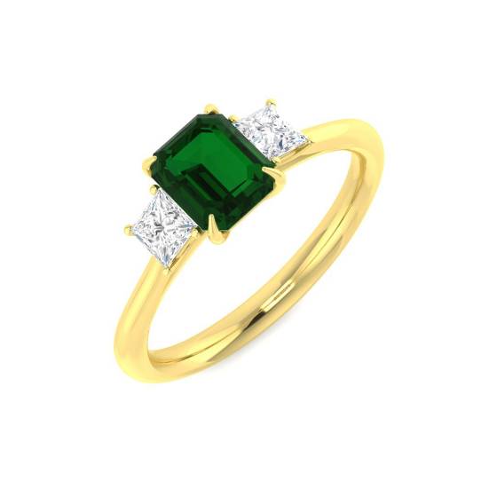 1.13ct Emerald Cut Gemstones Diamond Emerald Rings