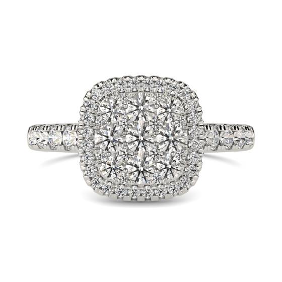 Elegant Round Diamond Halo Cluster Ring