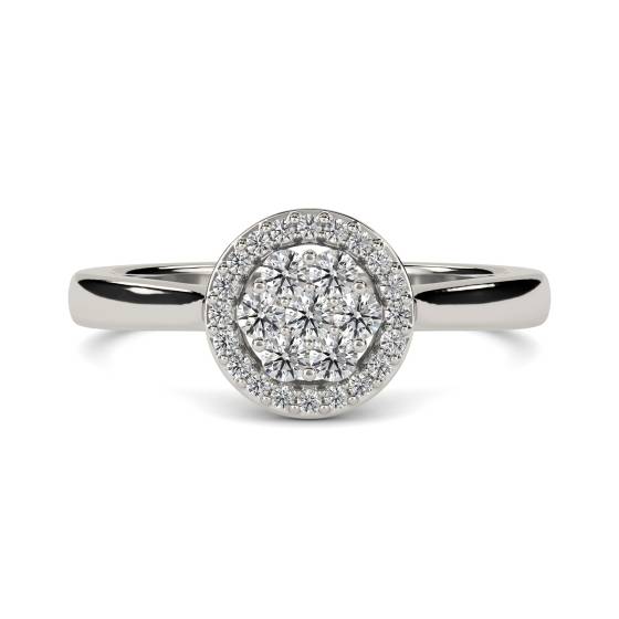 Elegant Round Diamond Halo Cluster Ring