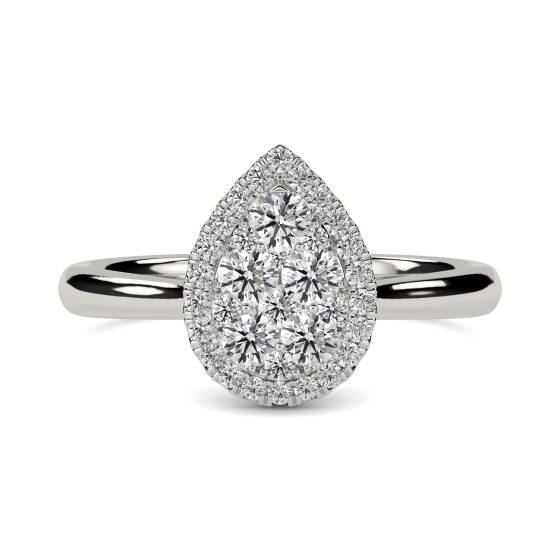 Elegant Round Diamond Halo Cluster Ring