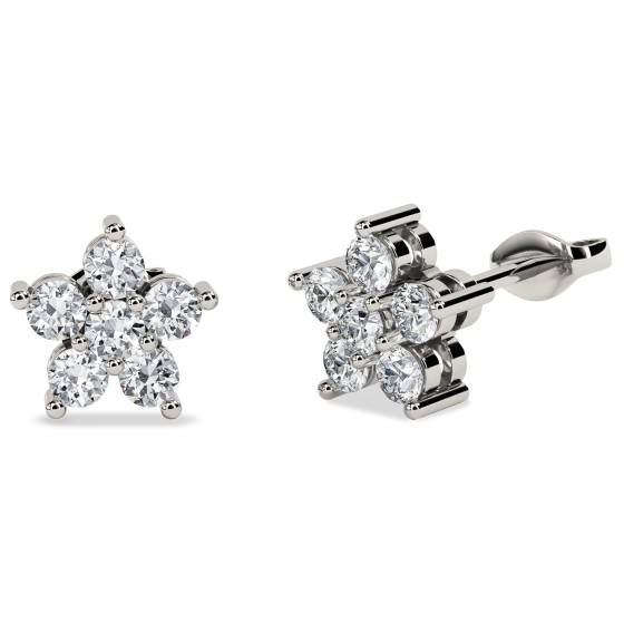 Classic Round Diamond Cluster Earrings