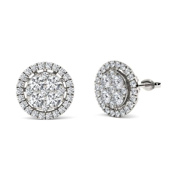 Classic Round Diamond Cluster Earrings