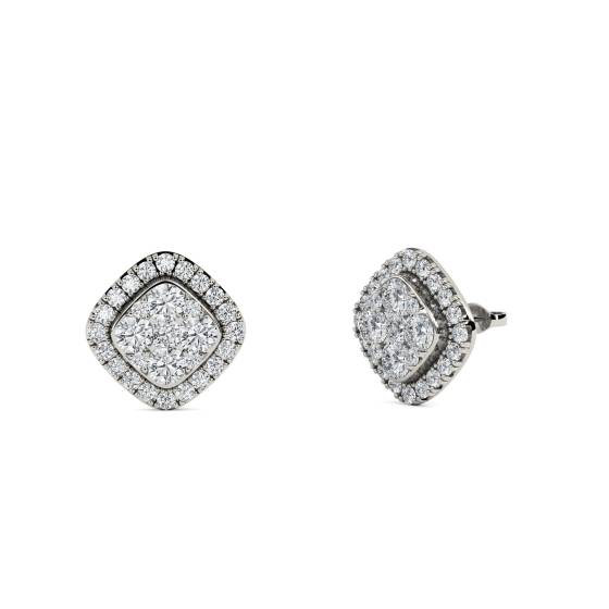 Classic Round Diamond Cluster Earrings