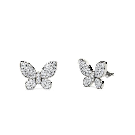 Modern Designer Butterfly Round Diamond Earrings