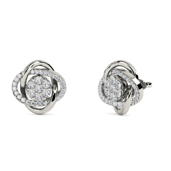 Unique Round Diamond Knot Earrings