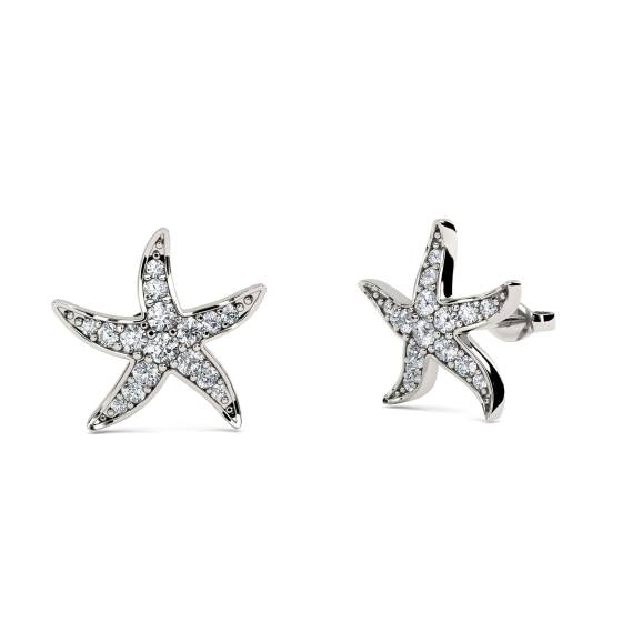 Classic Round Diamond Star Shaped Earrings