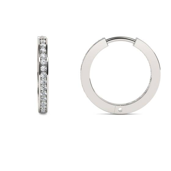 Modern Round Diamond Hoop Earrings