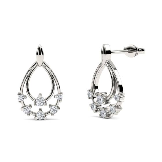 Modern Round Diamond Drop Earrings