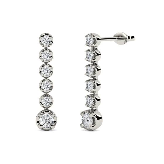 Modern Round Diamond Drop Earrings