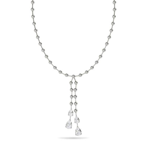 Elegant Round Diamond Two Drop Necklace
