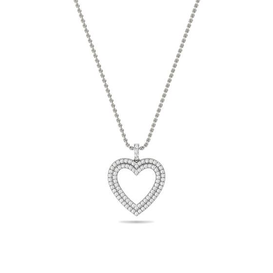 Classic Round Diamond Heart Pendant