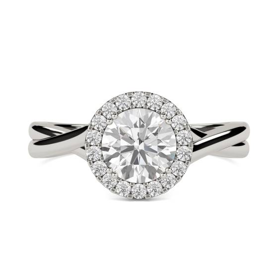 Twist-Runddiamant-Einzelhalo-Ring