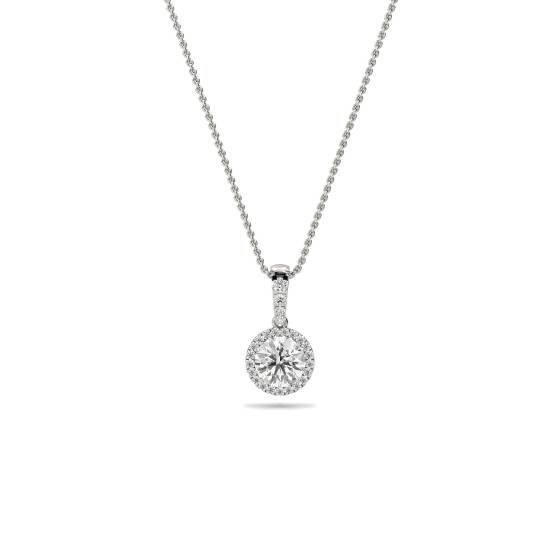 Runder Diamant-Anhänger mit Halo-Fassung
