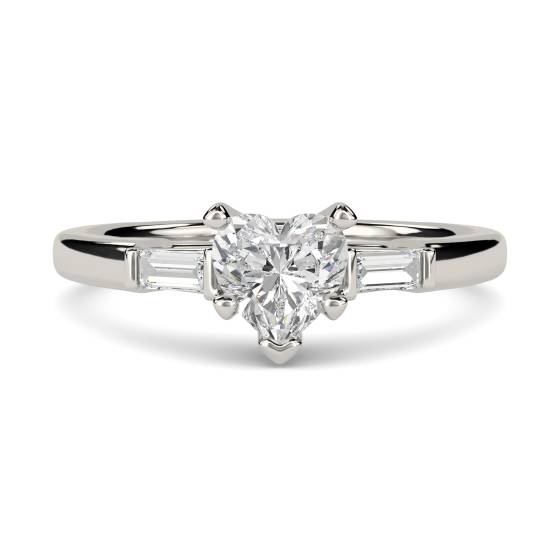 Moderner Herz- und Baguette-Diamant-Trilogie-Ring