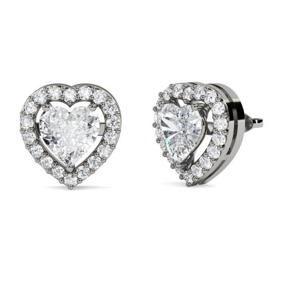 Herzförmige Diamant-Ohrringe mit Halo-Fassung