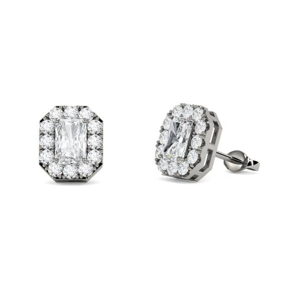 Strahlende Diamant-Ohrringe mit Halo-Fassung