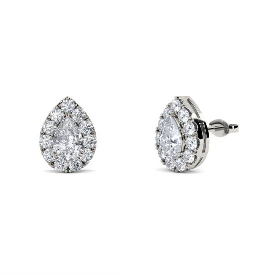 Birnenförmige Diamant-Ohrringe mit Halo-Fassung