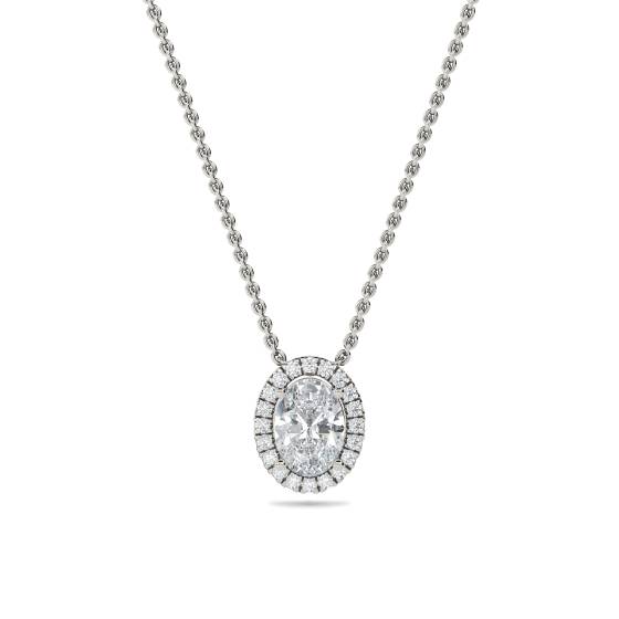 Ovaler Diamantanhänger mit Halo-Fassung