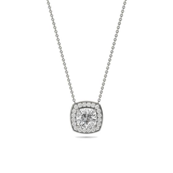 Kissenförmiger Diamant-Anhänger mit Halo-Fassung