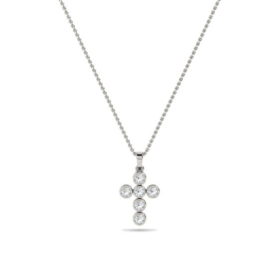 Moderner runder Diamant-Kreuzanhänger