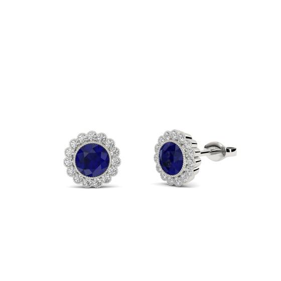 Ohrringe mit blauem Saphir und Diamanten