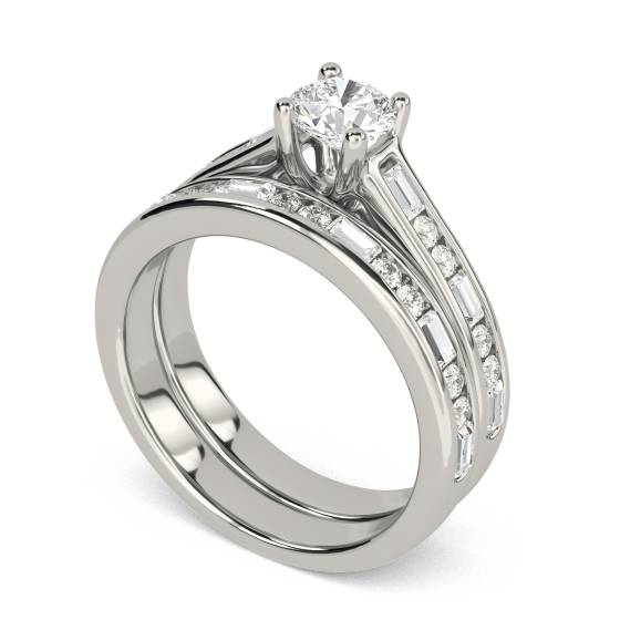 Runder Diamant-Schulterring mit passendem Band