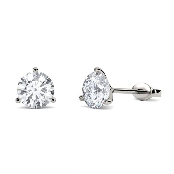 3-Krallen-Ohrstecker mit rundem Diamanten