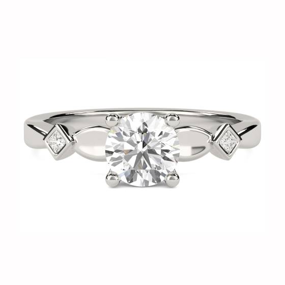 Runder und Prinzess-Diamant-Designerring