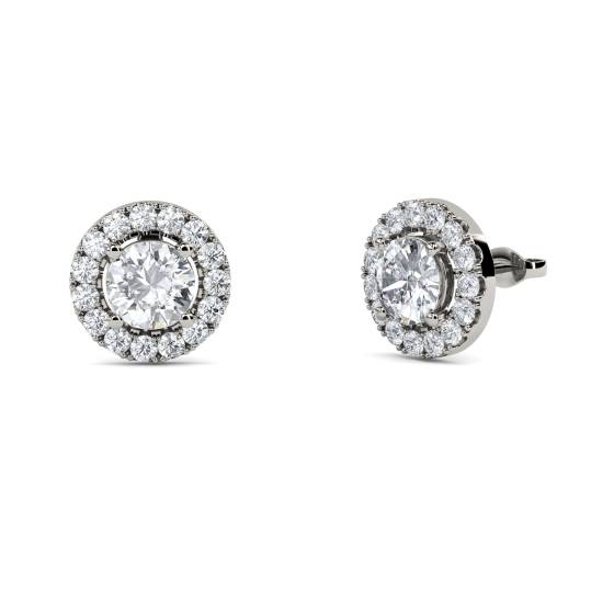 Ohrringe mit rundem Diamanten und einzelnem Halo