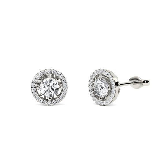 Ohrringe mit rundem Diamanten und einzelnem Halo