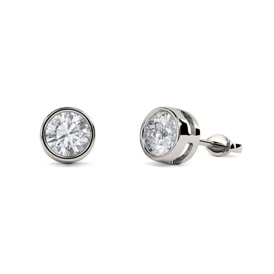 Ohrringe mit rundem Diamanten im Zargenfassung
