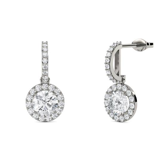 Elegante Ohrringe mit rundem Diamanten und Halo-Fassung
