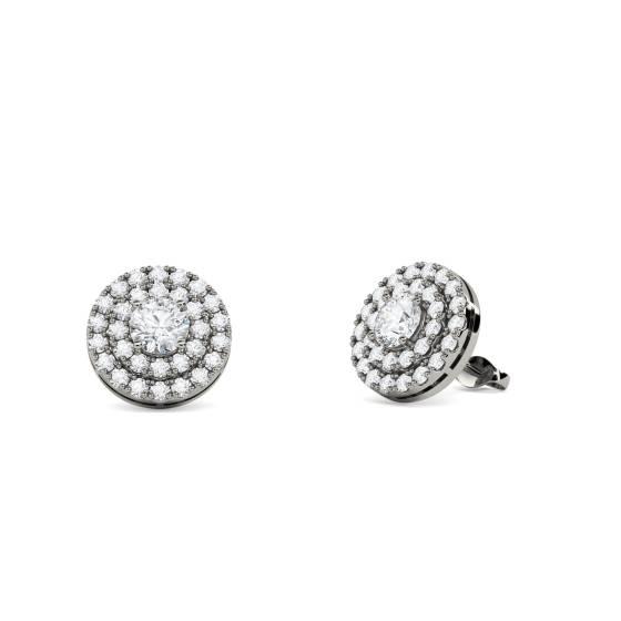 Ohrringe mit rundem Diamanten und doppeltem Halo