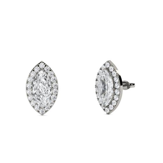 Marquise-Diamant-Ohrringe mit Halo-Fassung