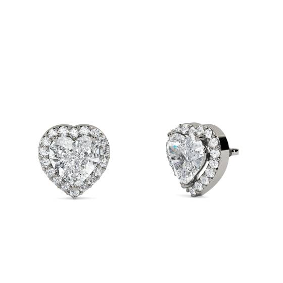 Herzförmige Diamant-Ohrringe mit Halo-Fassung