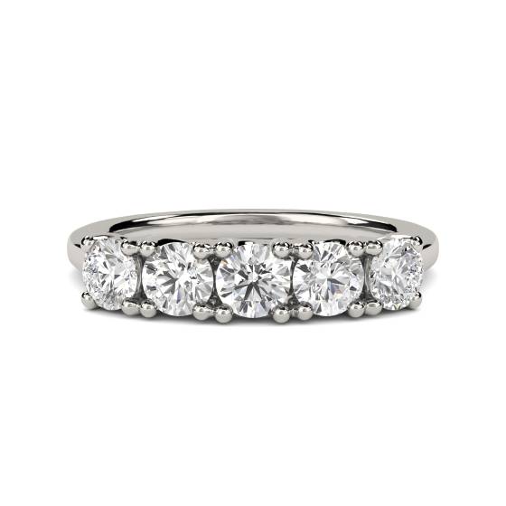 5-Stein-Ring mit 1,60 ct rundem Naturdiamanten (SI2/I1/F-G)