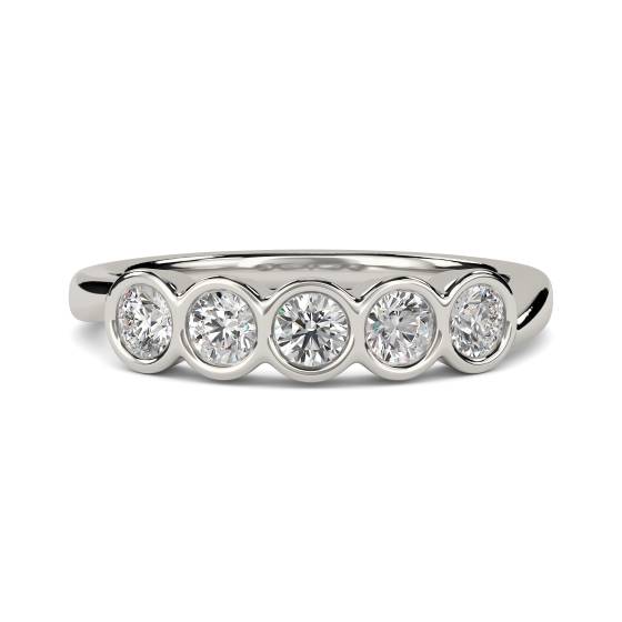 1.00ct VVS2/D Lab Grown Round Cut Diamond 5 Stone Ring in Platinum